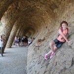 Sydney driving herself up the walls at Park Güell.