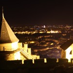 Cité de Carcassonne and the ville basse at night.