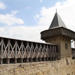 Hoarding and the Casernes Tower from inside.
