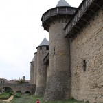 Sydney walking in the dry mote that surrounds the Château.