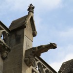 A close-up of a gargoyle at Saint-Nazaire