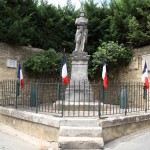 The Tricolor flying at the Castillon du Gard war memorial